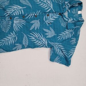 Blue Tropical Print Men's Casual Button Down Shirt